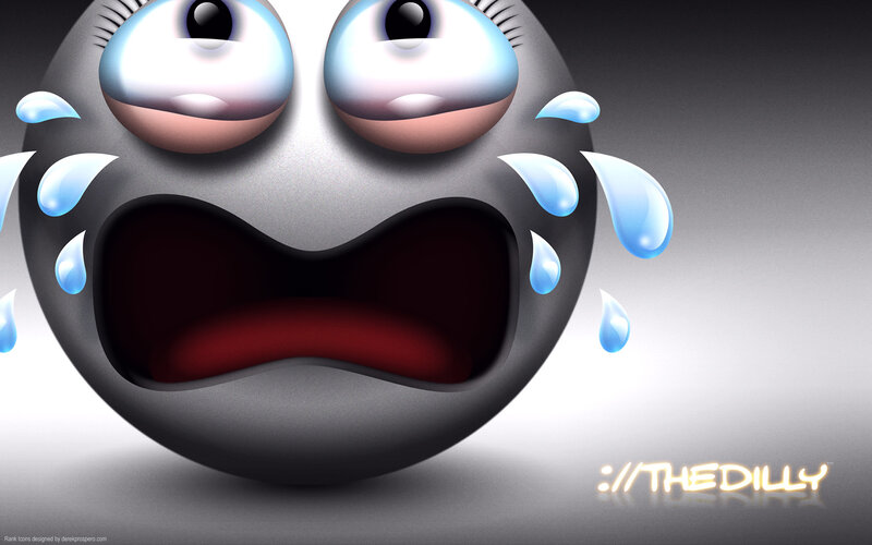 Crying Emoji Face — Gray, Dramatic, Digital Art