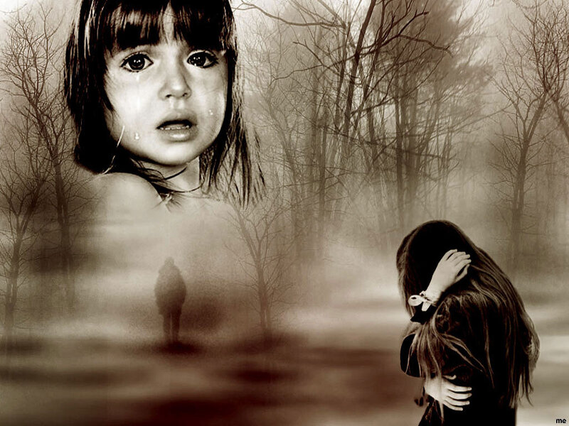 Crying Girl in Forest