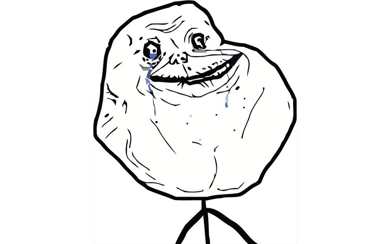 Crying Troll Face — Black, Sad