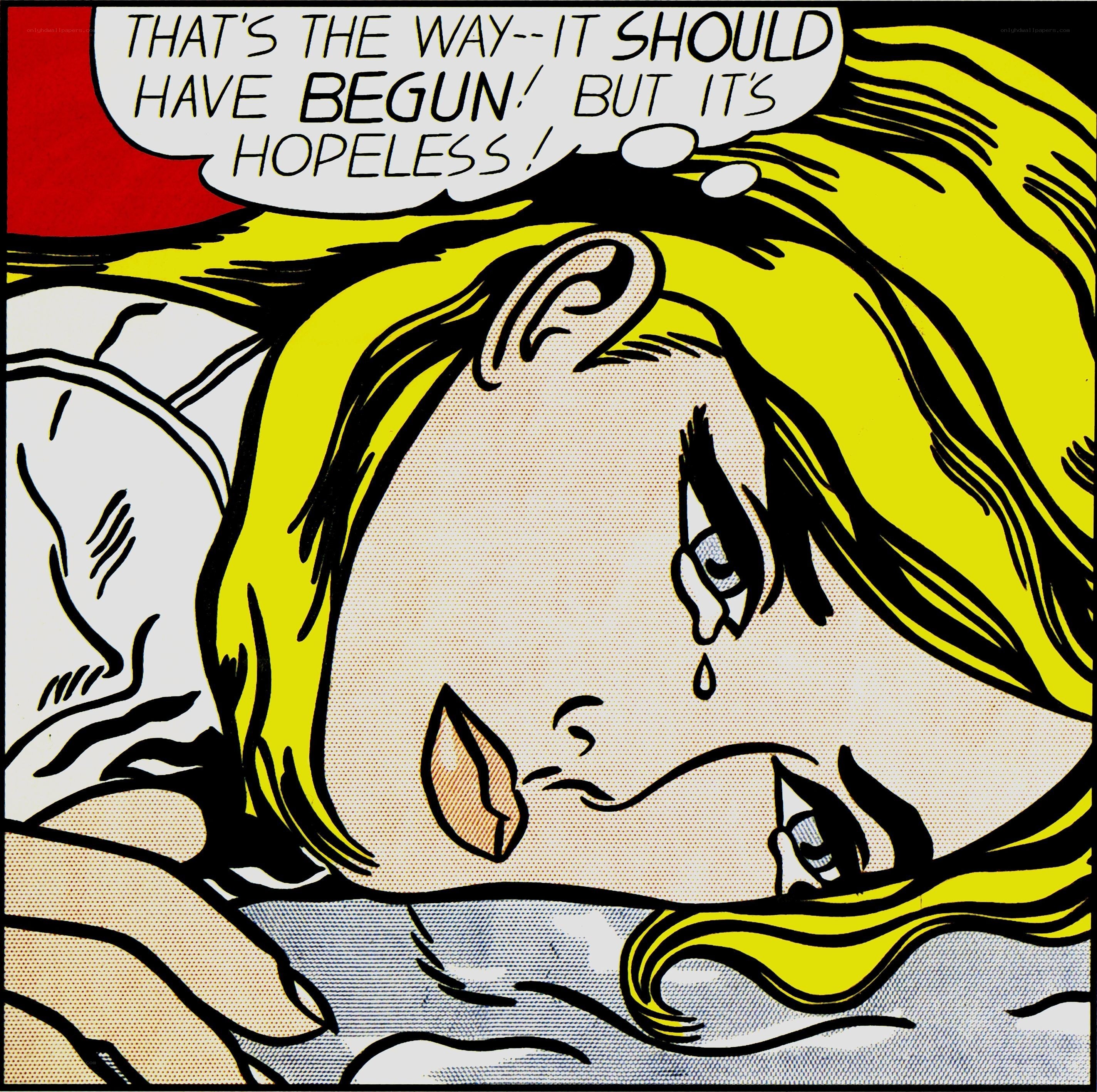 Crying woman comic panel