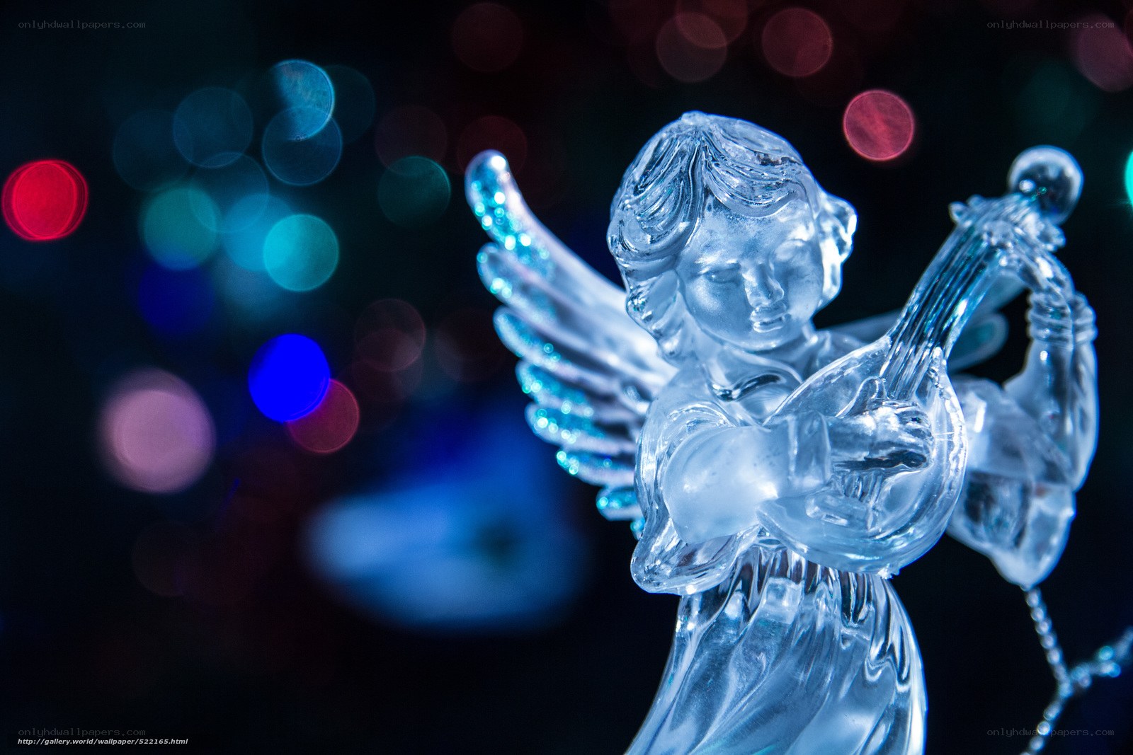 Crystal angel playing lute