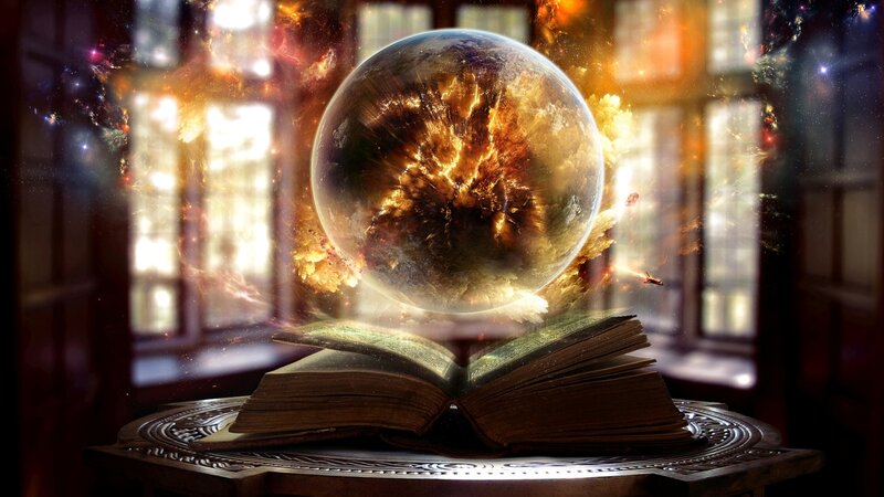 Crystal Ball on Book — Gold