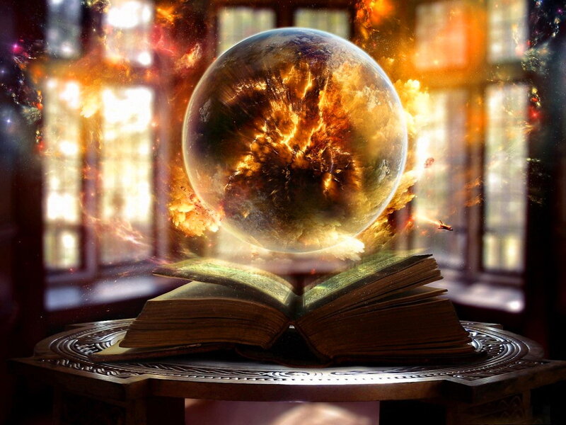 Crystal Ball on Book — Orange