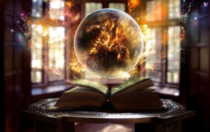 Crystal Ball over Book — Brown, Dramatic