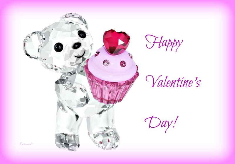 Crystal Bear Holding Cupcake