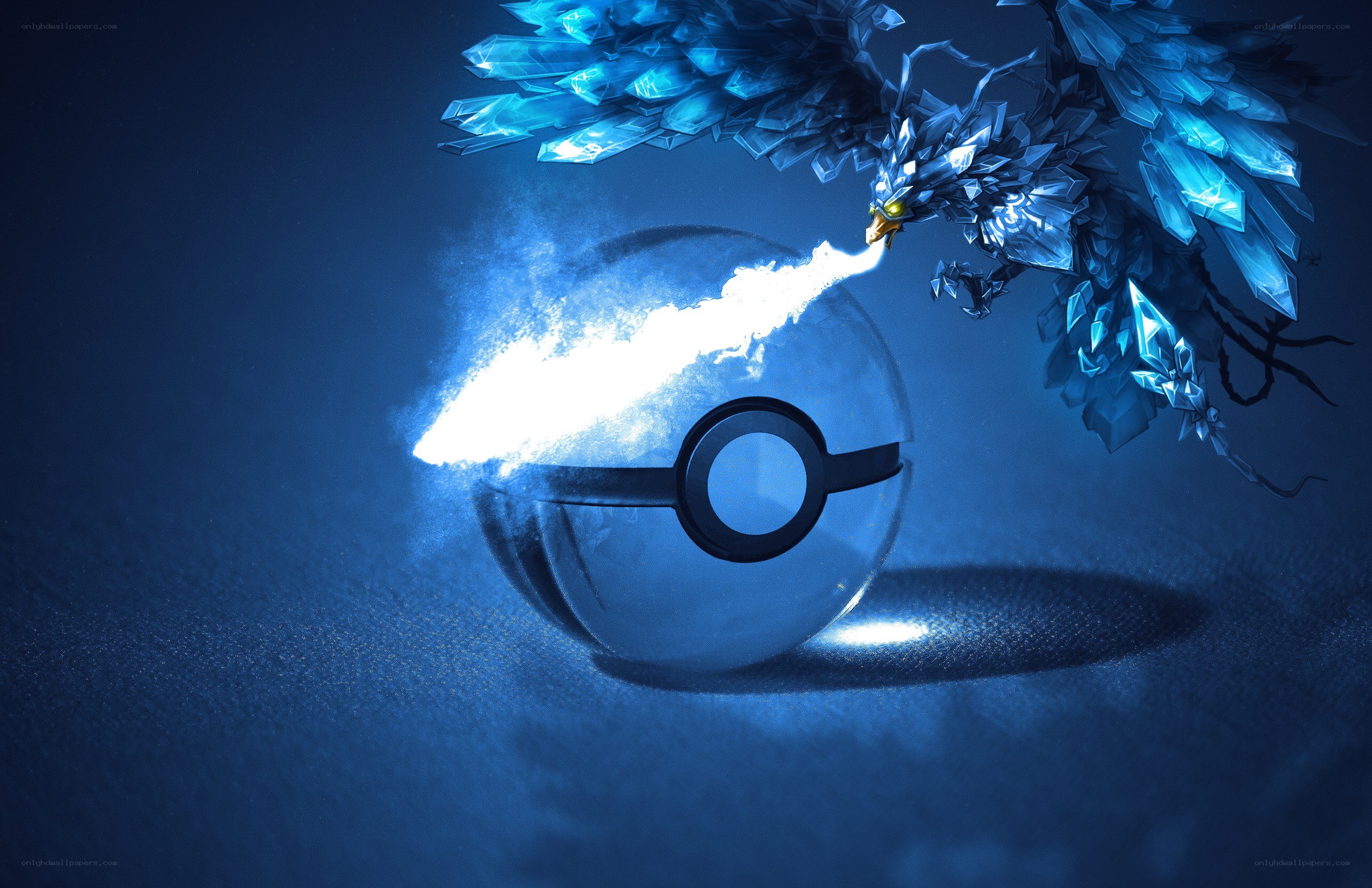 crystal bird emerging from pokeball