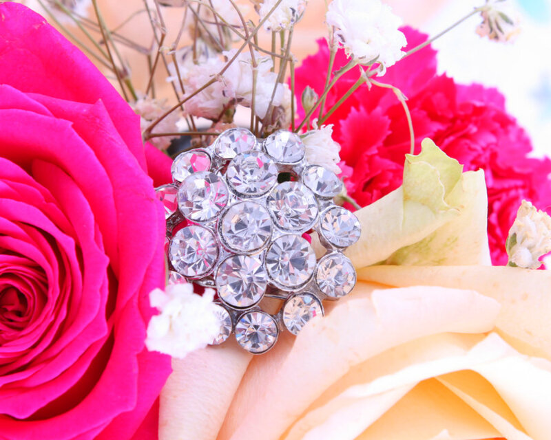 Crystal Brooch on Flowers