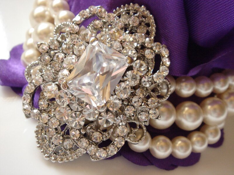 Crystal Brooch with Pearls