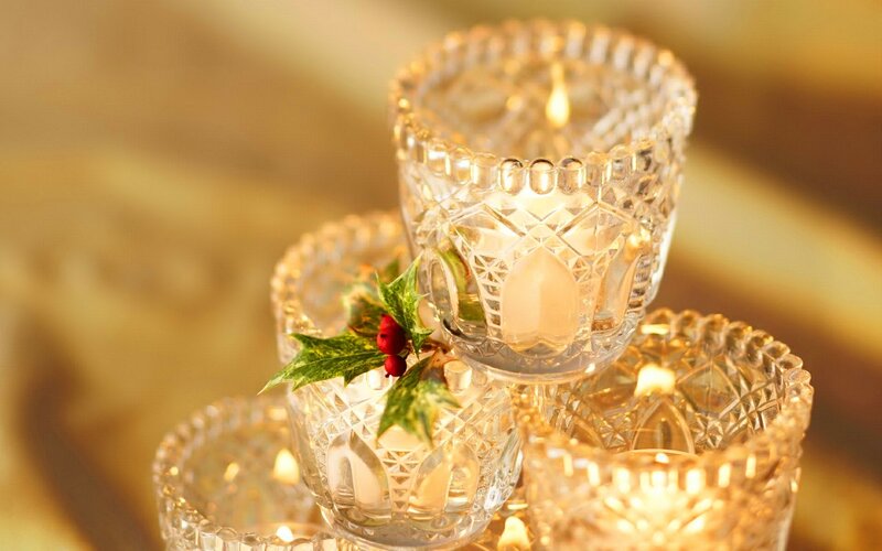 Crystal Candle Holders — Gold, Warm