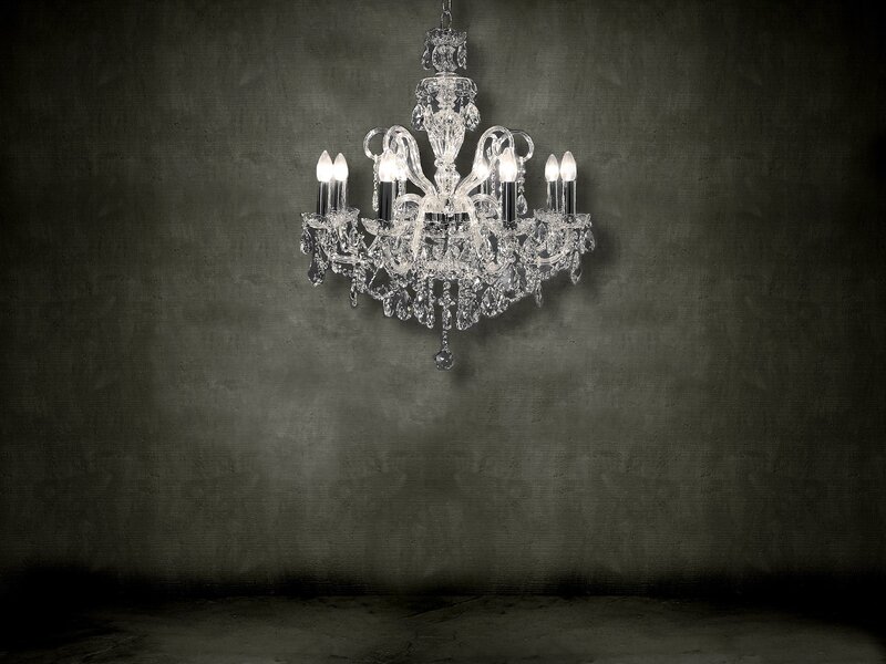 Crystal chandelier on dark wall