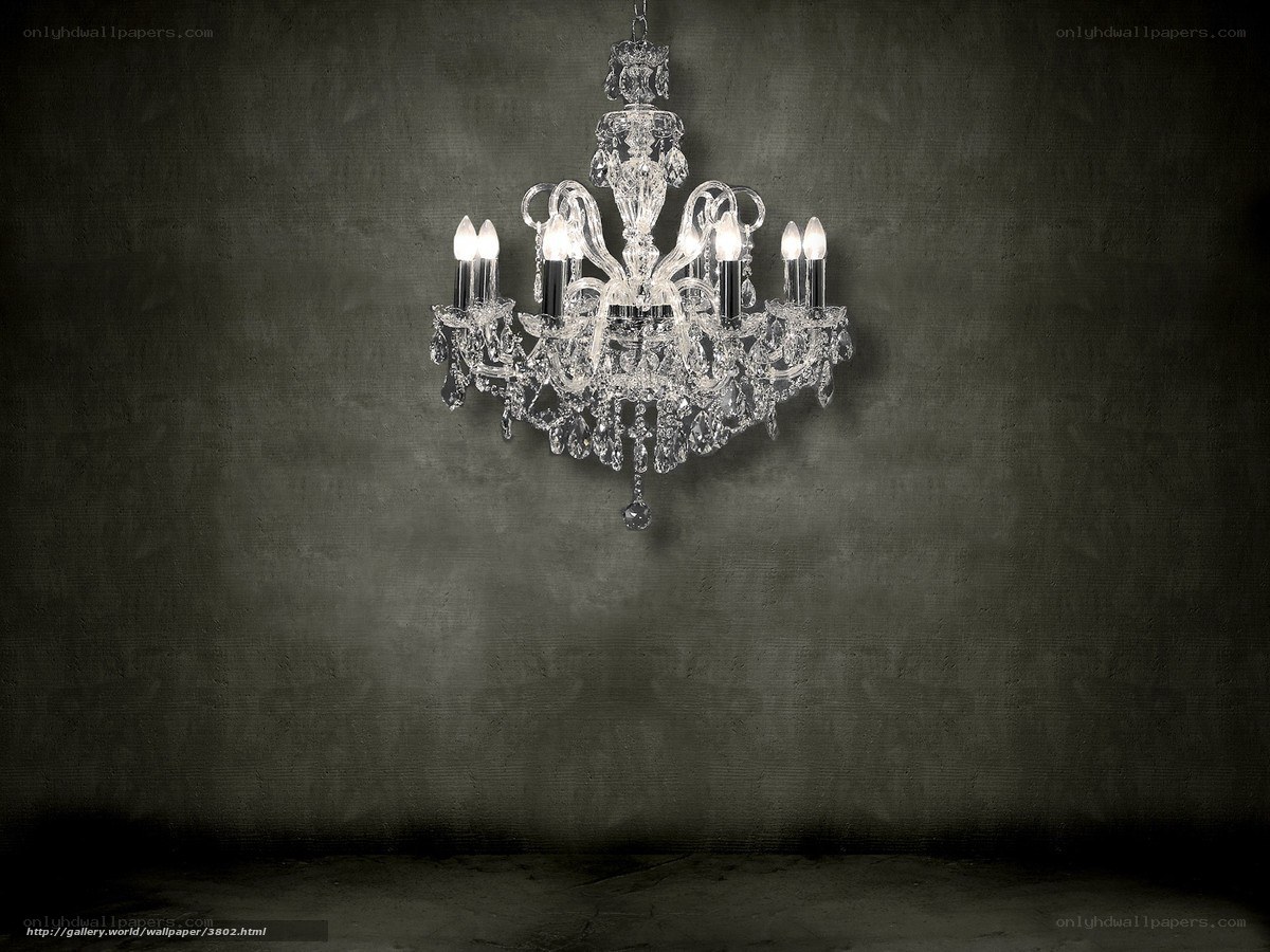 Crystal chandelier on dark wall