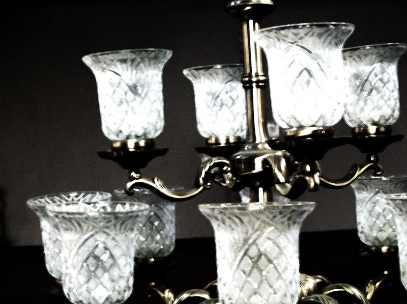 crystal chandelier with glass shades