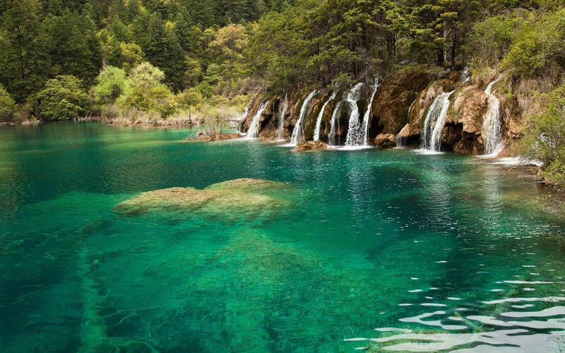 Crystal-clear Lake with Waterfalls