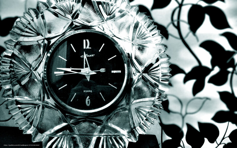 crystal clock with leaf shadow