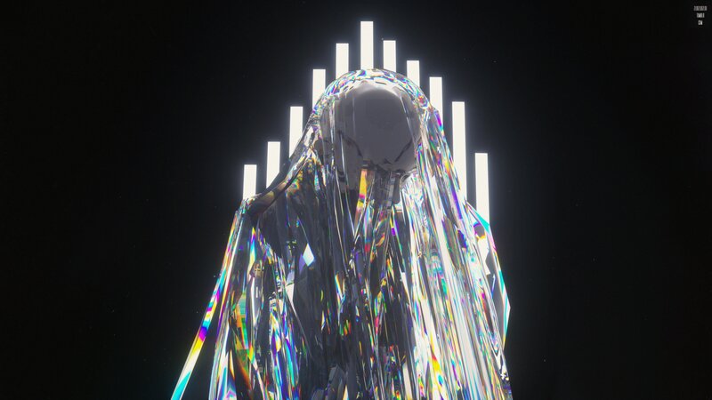 Crystal Figure with Light Bars