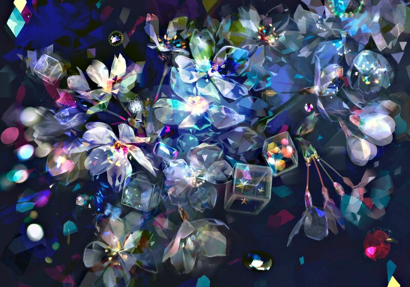 Crystal Flowers and Gems — Blue