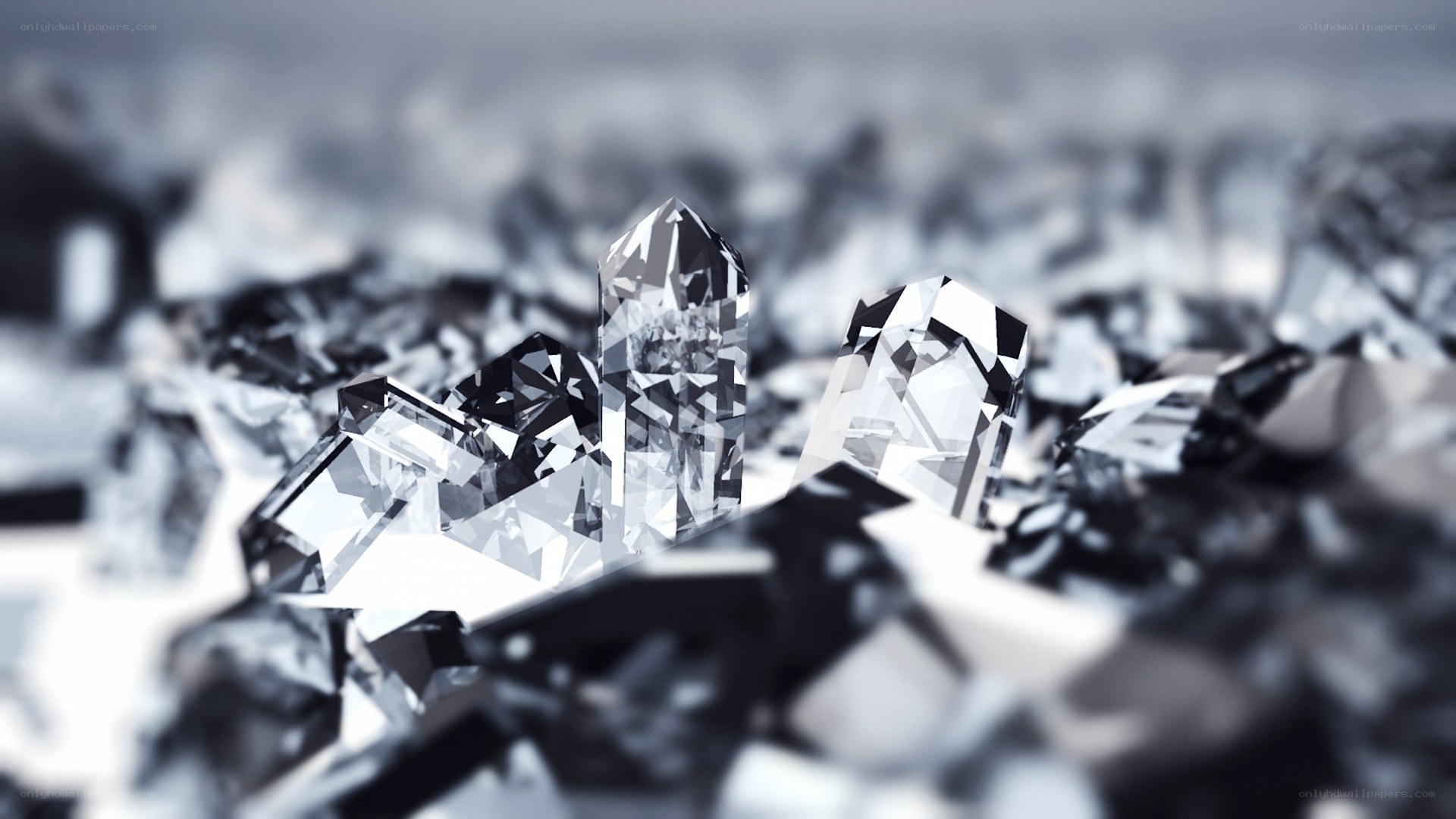 crystal formations in monochrome