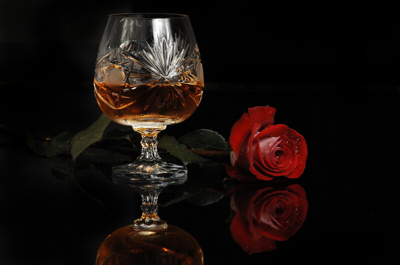 Crystal Glass with Rose