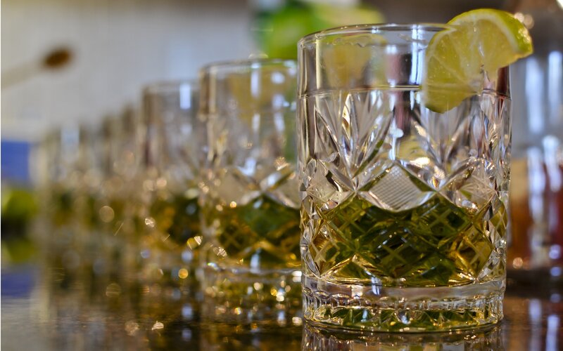 Crystal Glasses with Drinks