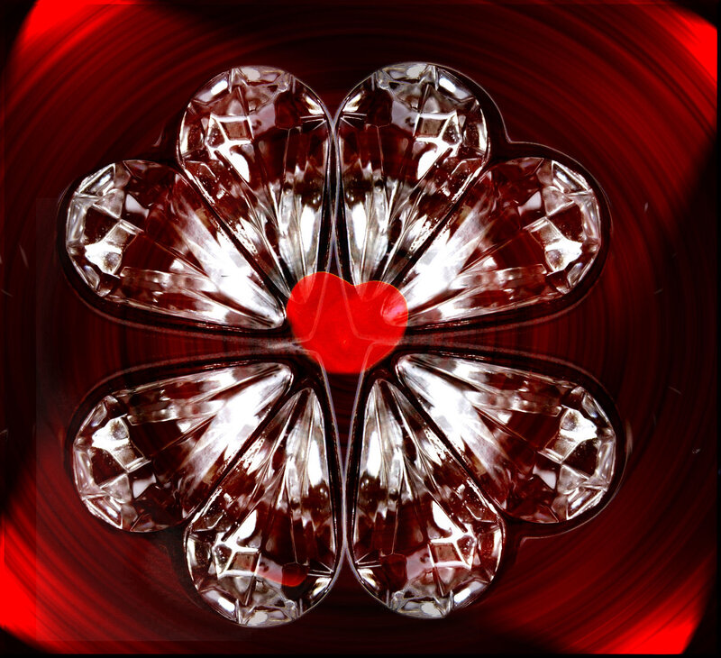crystal heart flower design