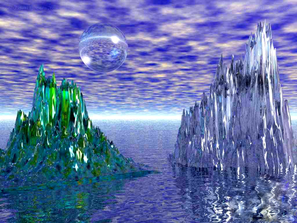 crystal islands under a crystal moon