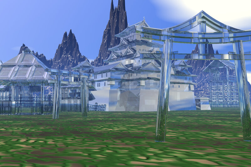 Crystal Japanese castle landscape