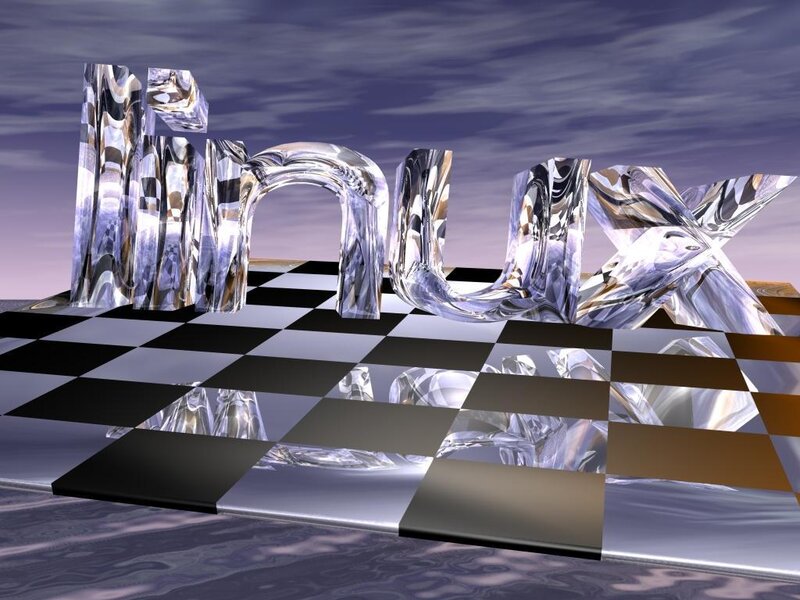 Crystal Linux text on checkered surface
