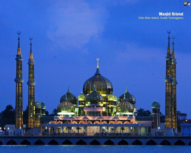 Crystal Mosque at Night — Blue