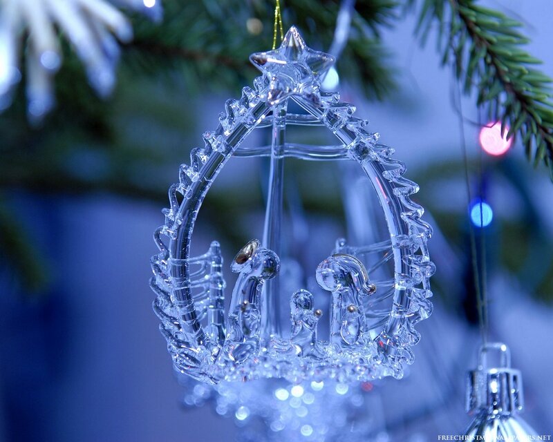 Crystal Nativity Ornament — Blue