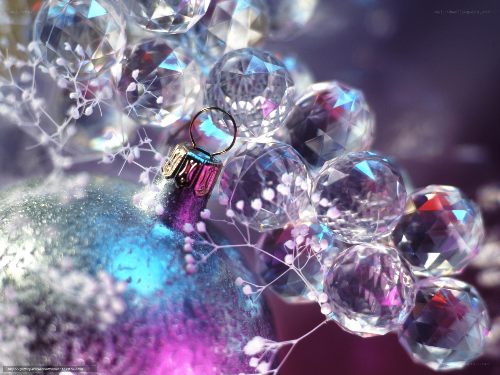 crystal ornaments and glitter