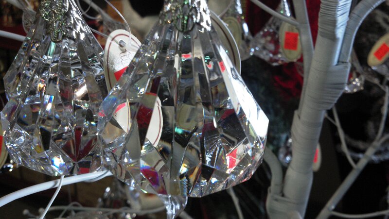 Crystal Ornaments on Display