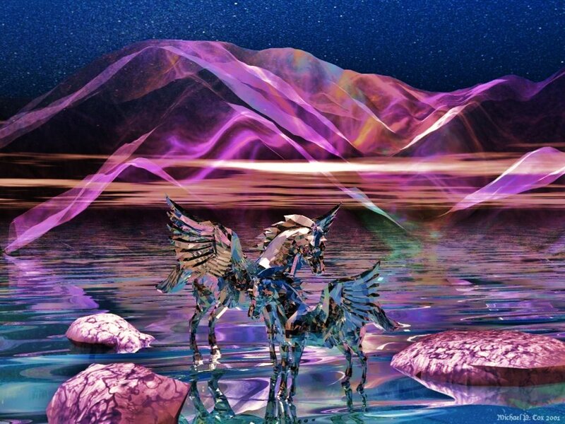 Crystal Pegasus in a Starlit Landscape