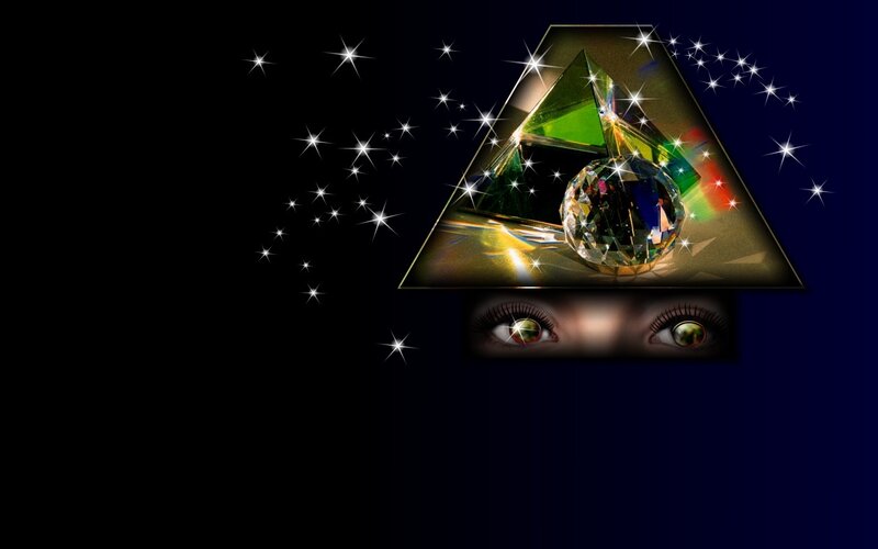 crystal pyramid and eyes