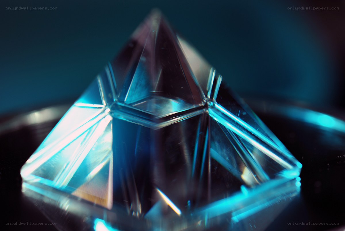 Crystal pyramid with blue light
