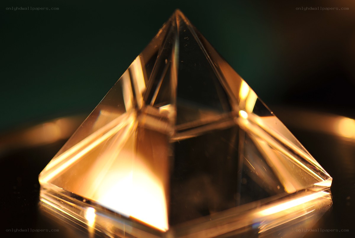 Crystal pyramid with warm light