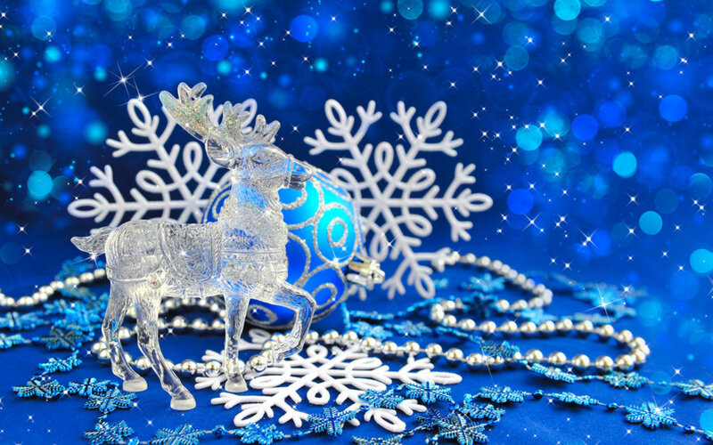 Crystal Reindeer Ornament — Blue