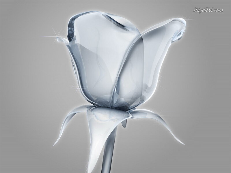 Crystal Rose Flower — White