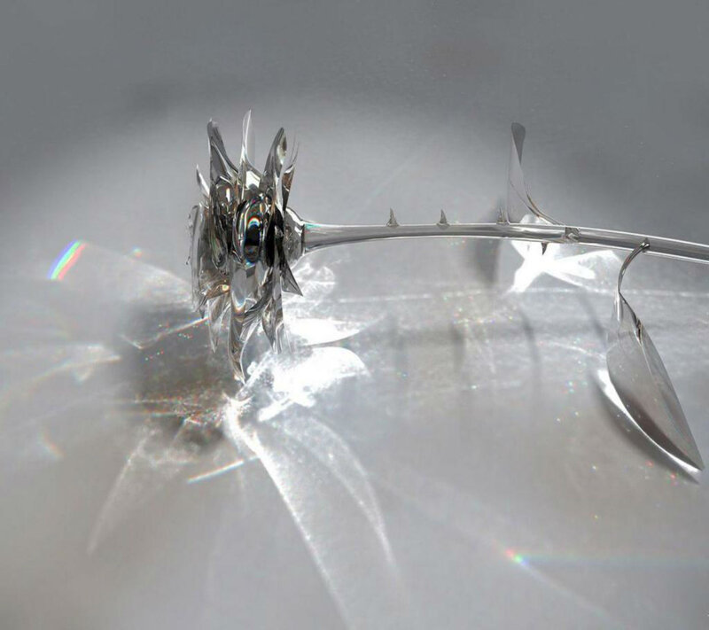 Crystal Rose Sculpture — Silver, Serene