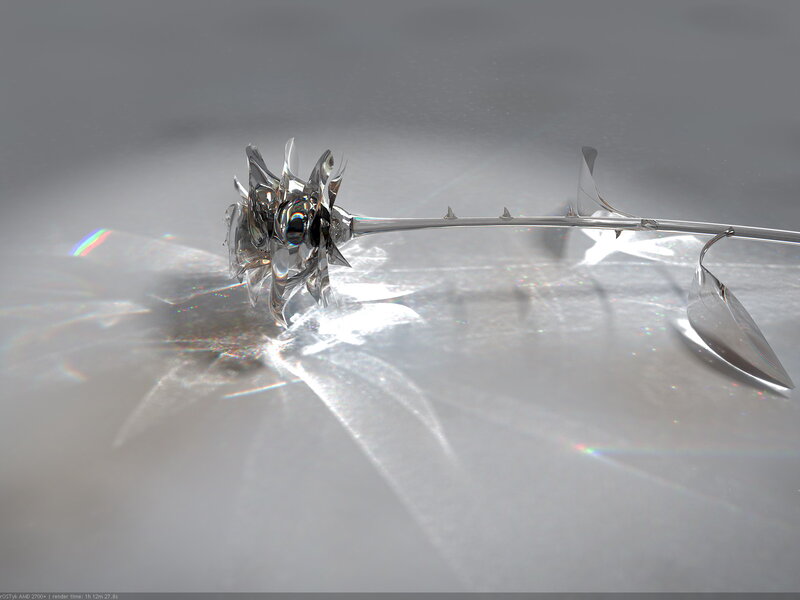 Crystal Rose Sculpture — Silver