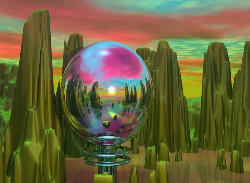 Crystal Sphere on Pedestal — Green
