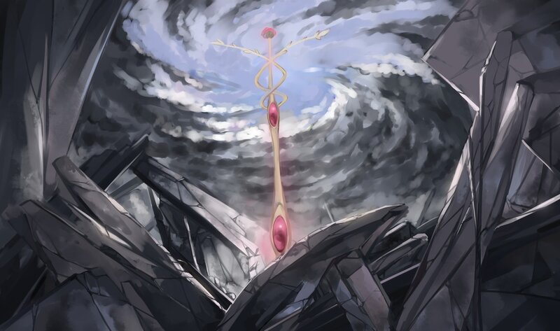 crystal staff in a storm