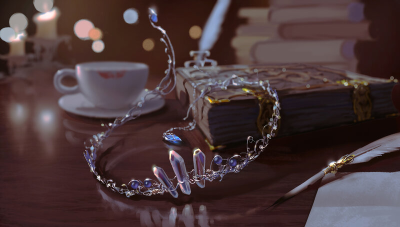 Crystal Tiara on Table — Brown