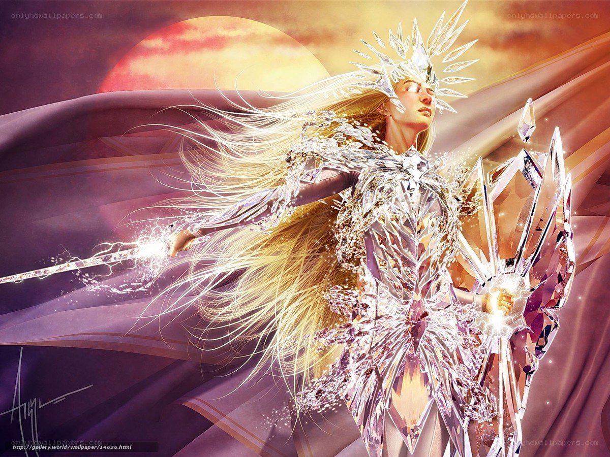 crystal warrior in sunset