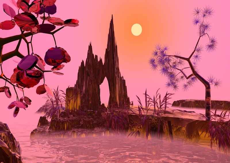 Crystalline Island at Sunset