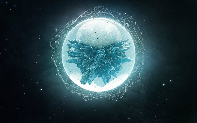 Crystalline Structure in Sphere — Blue, Cosmic