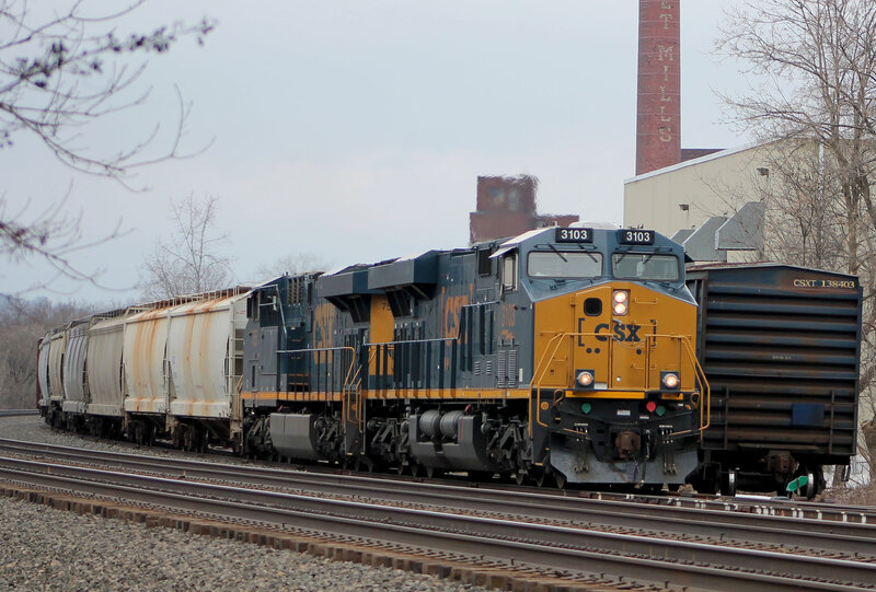CSX Freight Train — Blue, Industrial, Winter