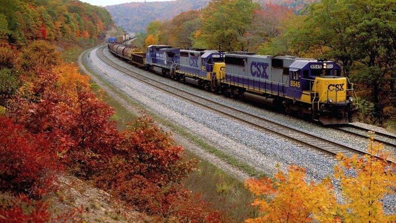 CSX Freight Train — Blue, Serene, Autumn, Photograph