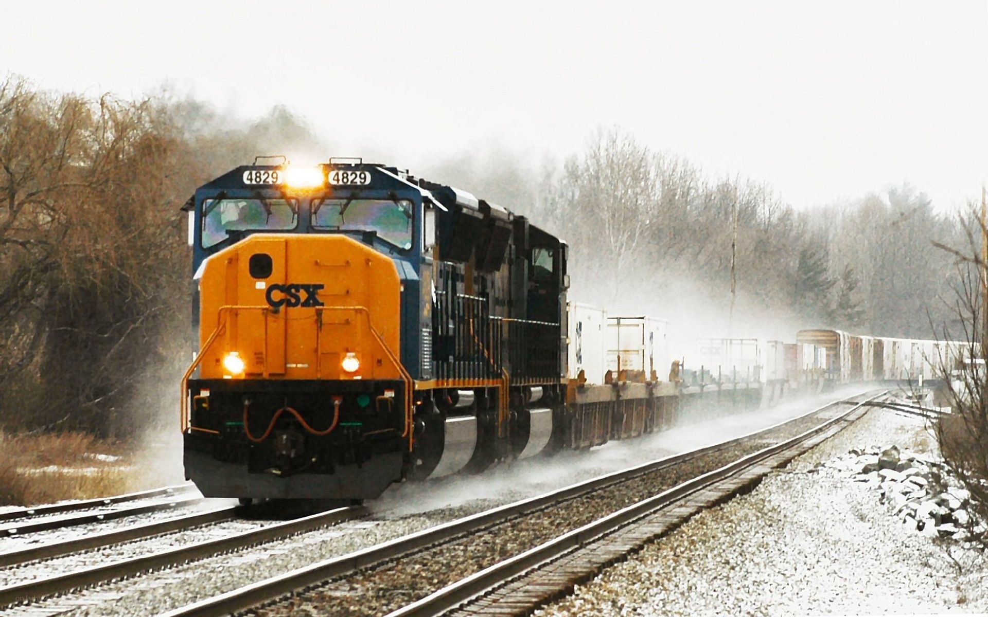 CSX freight train in winter