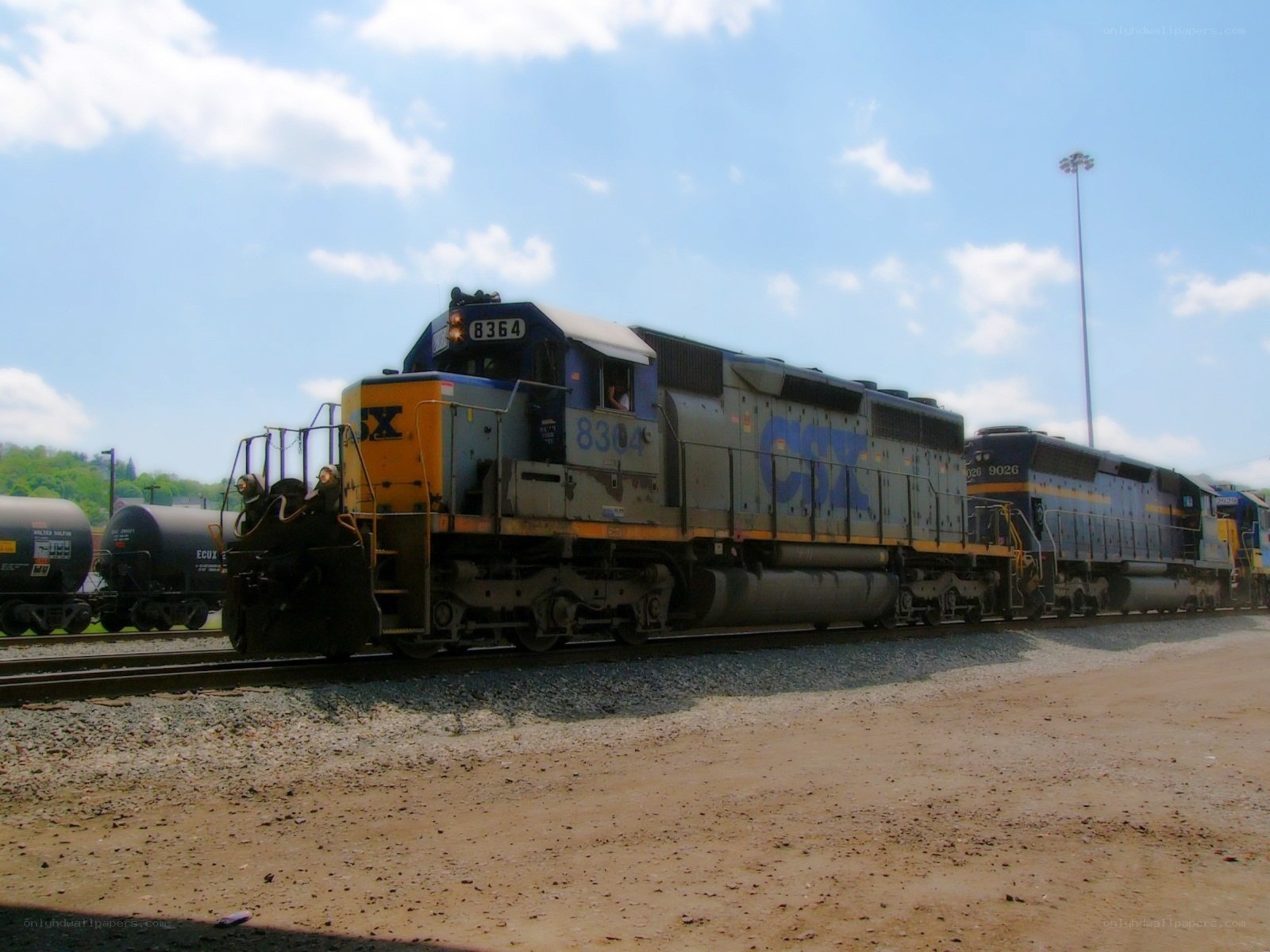 CSX locomotives on tracks
