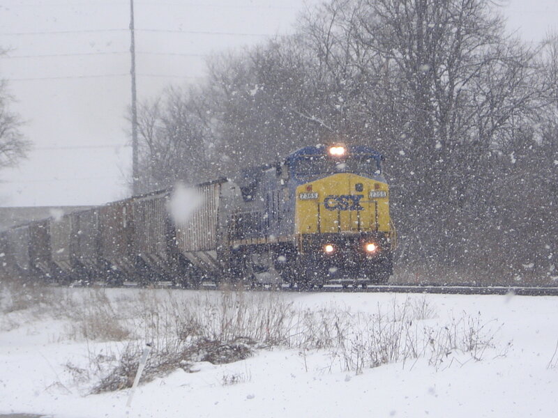 CSX train in snowstorm